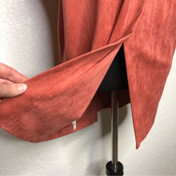 Soft Surroundings dusty rose pink faux suede open front vest Petite Medium PM - Picture 11 of 13